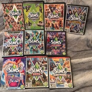The sims 3 and NINE expansion packs! (For PC)